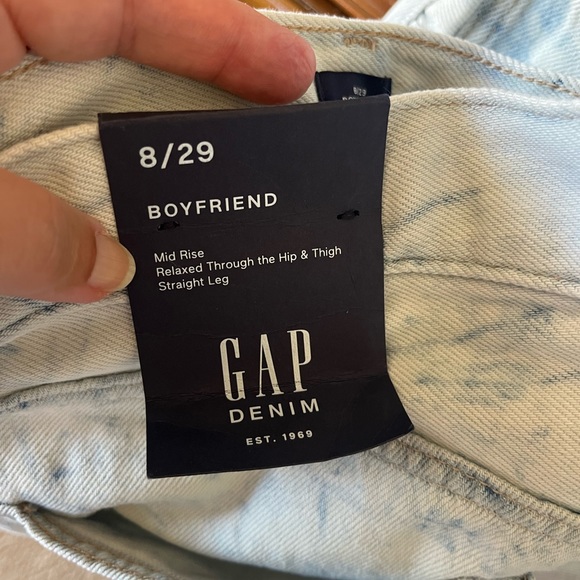 NWT Gap acid wash boyfriend button fly high waisted distressed jeans - Picture 9 of 11
